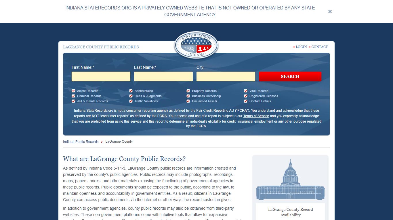 LaGrange County Arrest, Court, and Public Records | StateRecords.org